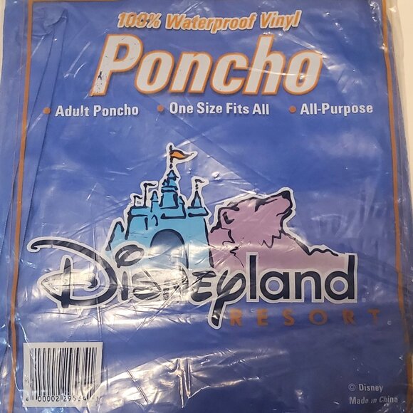 Disneyland Resort Waterproof Vinyl Poncho One Size Fits All Adults Blue - Picture 1 of 2